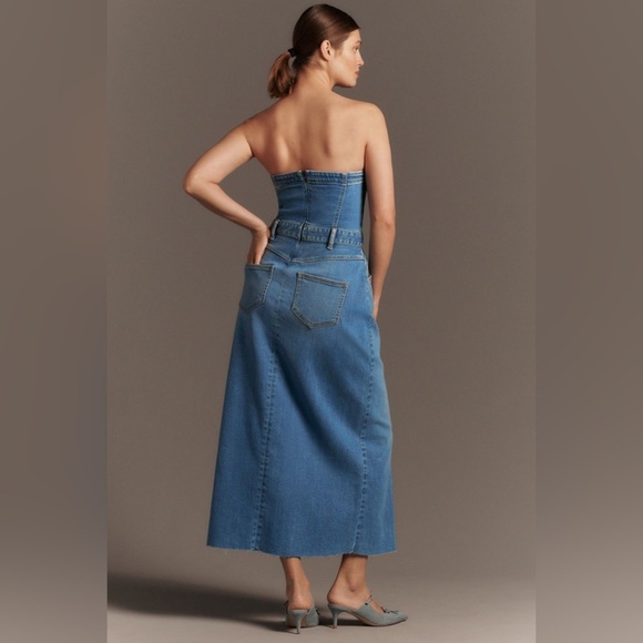 Pilcro - The Madi Front-Slit Denim Dress Strapless Western Boho - XSP - Picture 2 of 15